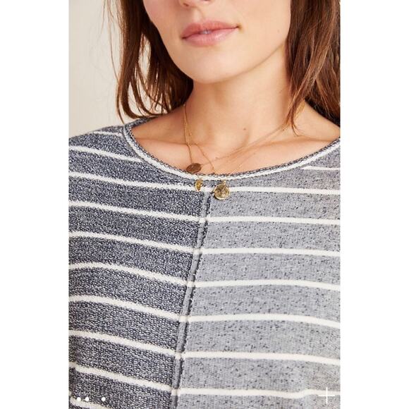 By Anthropologie Devin Textured Sweatshirt Stripe - Picture 3 of 8